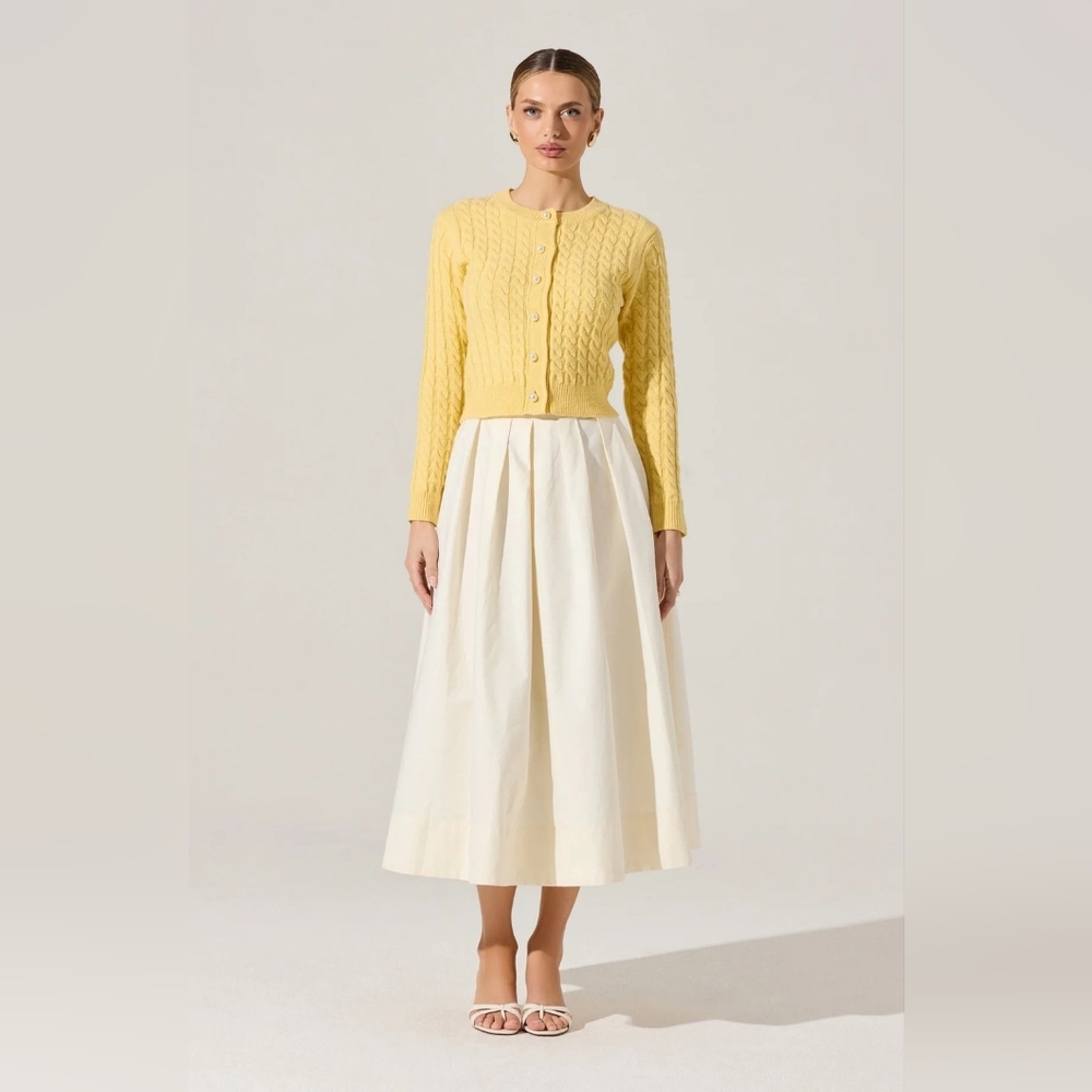 Astr Elegant Cream Pleated Skirt